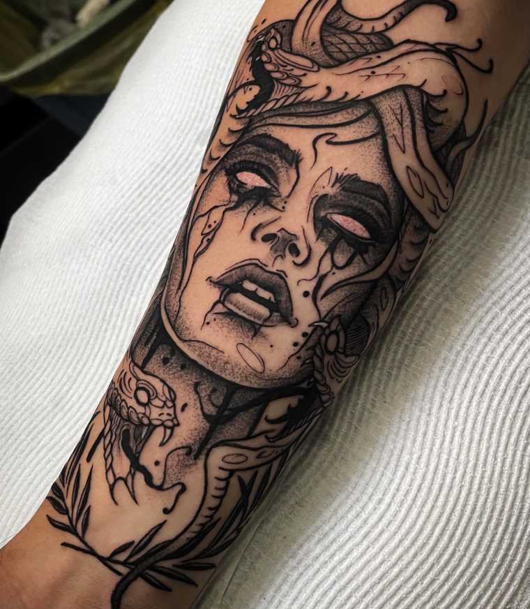 Medusa Tattoo on Forearm